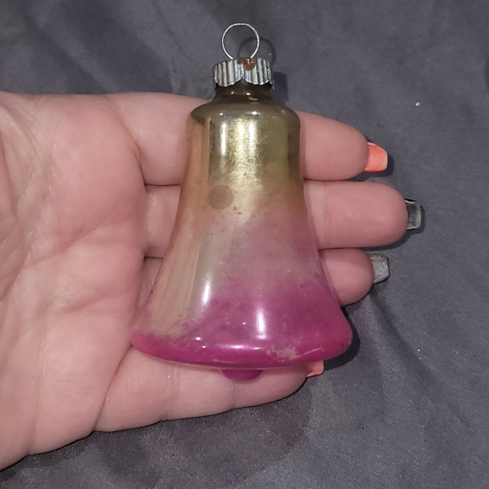 Shiny Brite Christmas Ornament Bell Ombré High Glass 1950s